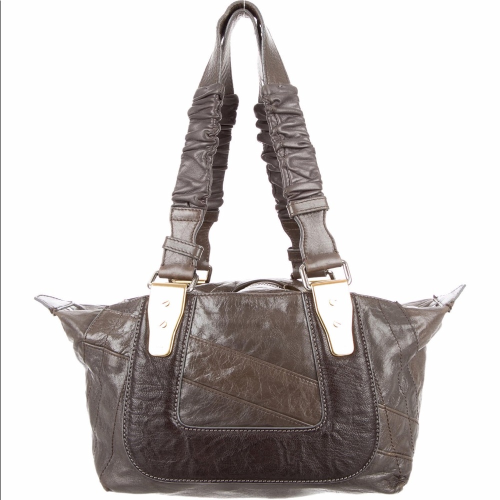 Chloe Dark Brown Leather Shoulder Bag with Gold Hardware